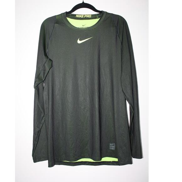 Nike Other - Nike Pro Dri-Fit Fitted Men's Medium Long Sleeve Black & Neon Activewear